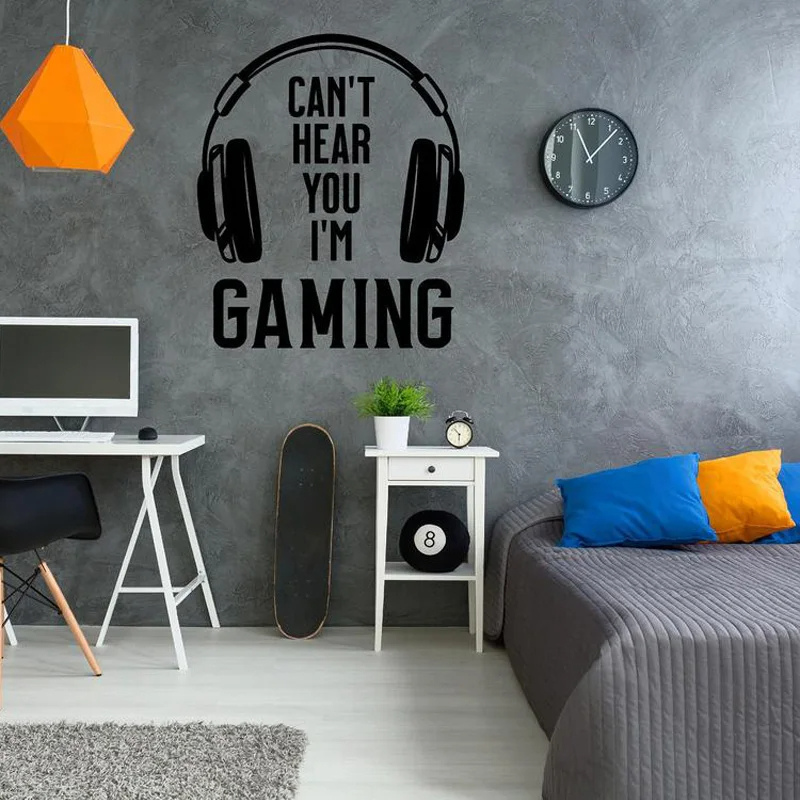 Pc Gaming Wallpaper - ビデオゲームの引用デカール装飾私はあなたの声が聞こえません私はゲームゲーマーライフビニールウォールステッカー男の子の部屋の装飾壁紙