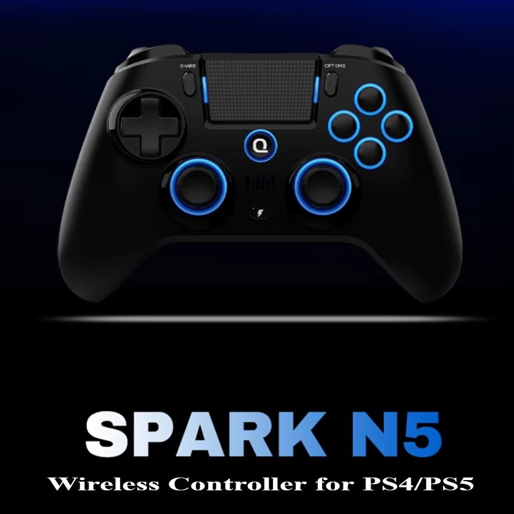 Pc Gaming Emulator - オリジナルQRD Spark N5ワイヤレスコントローラー PS4/PS3/iOS/Android/PC対応 ホールジョイスティック振動効果 PS5用コンバーター経由