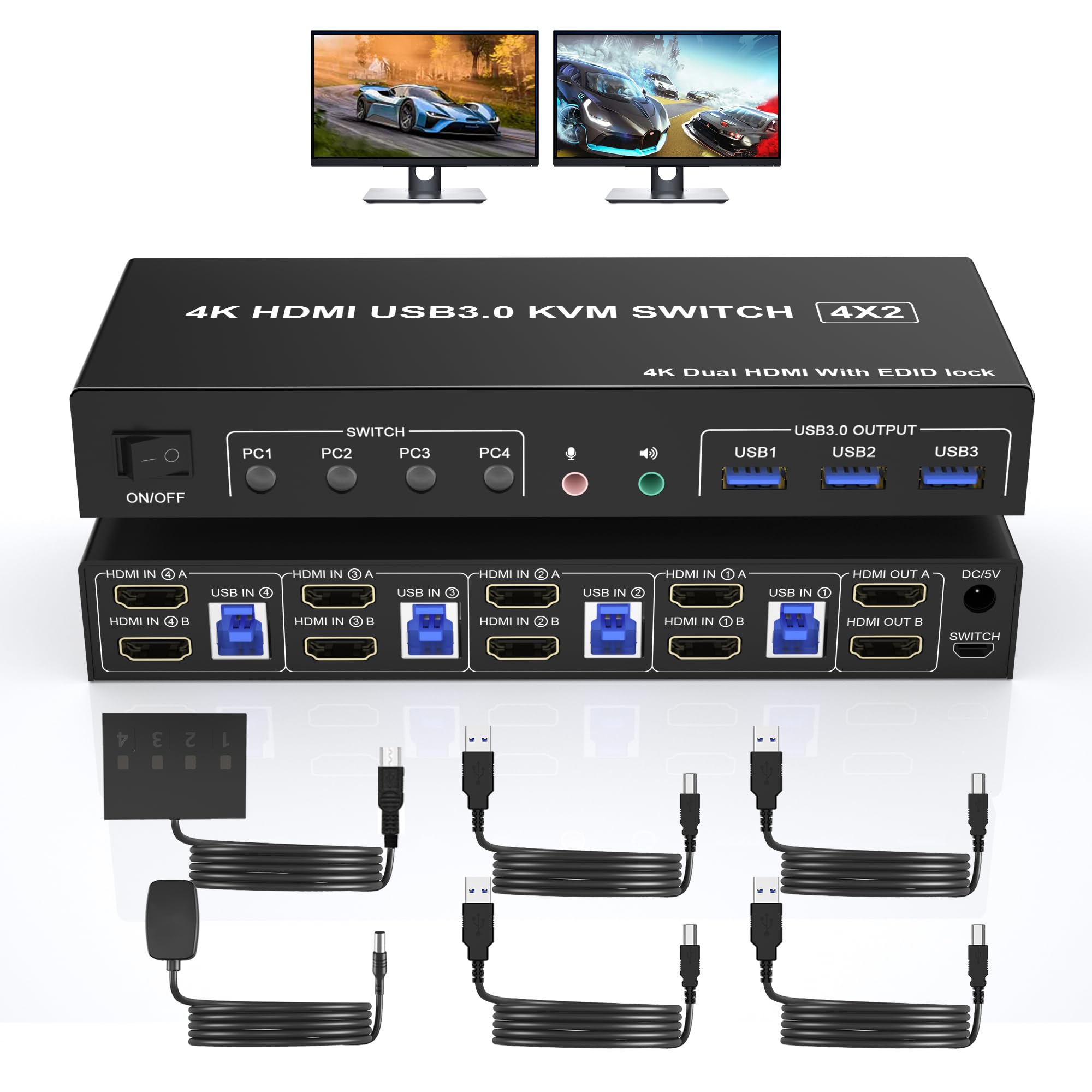 Pc Gaming Emulator - 4K USB 3.0 KVM スイッチ HDMI