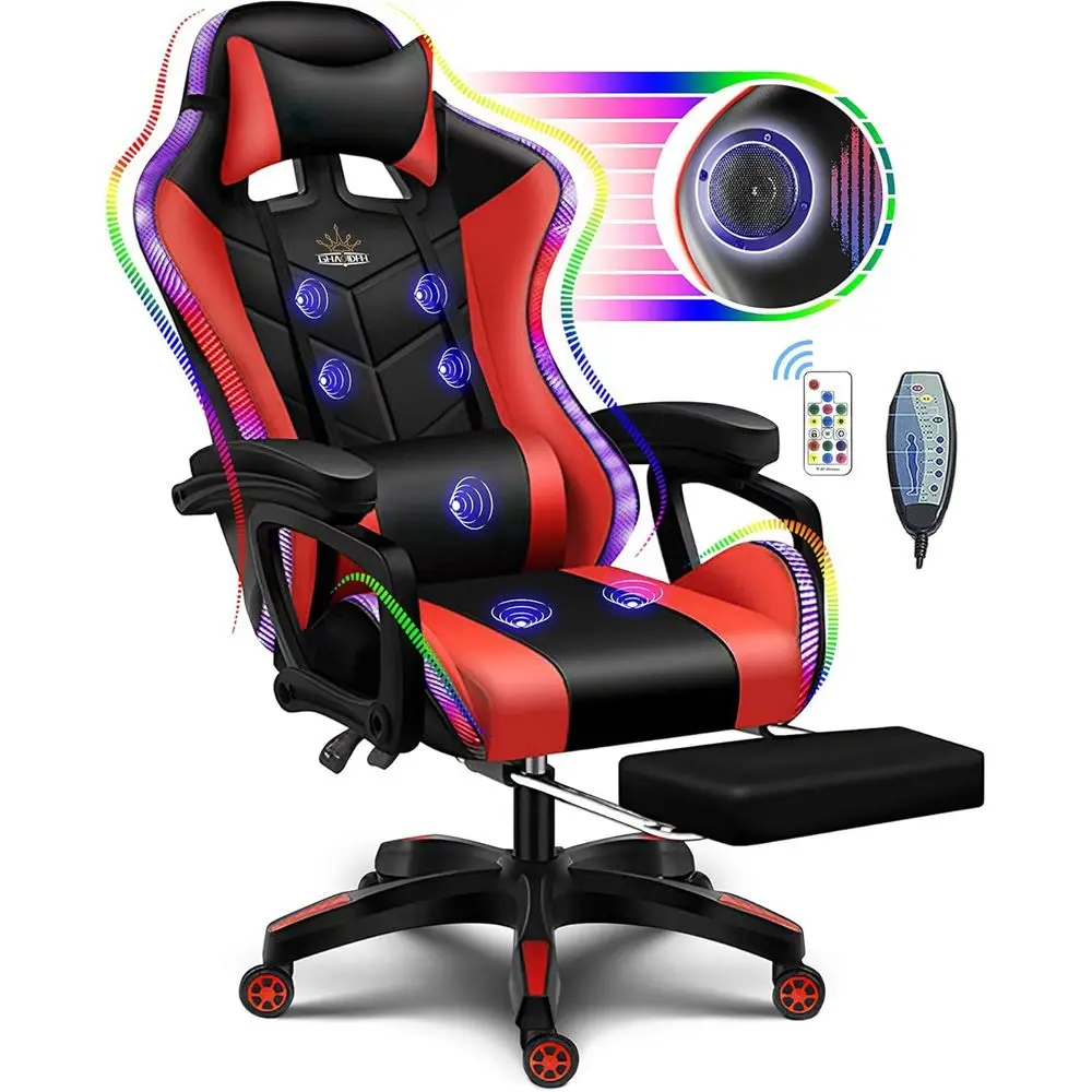 人間工学に基づいたハイバックゲーミングチェア（LED RGB - Gaming Speaker のレビューと価格