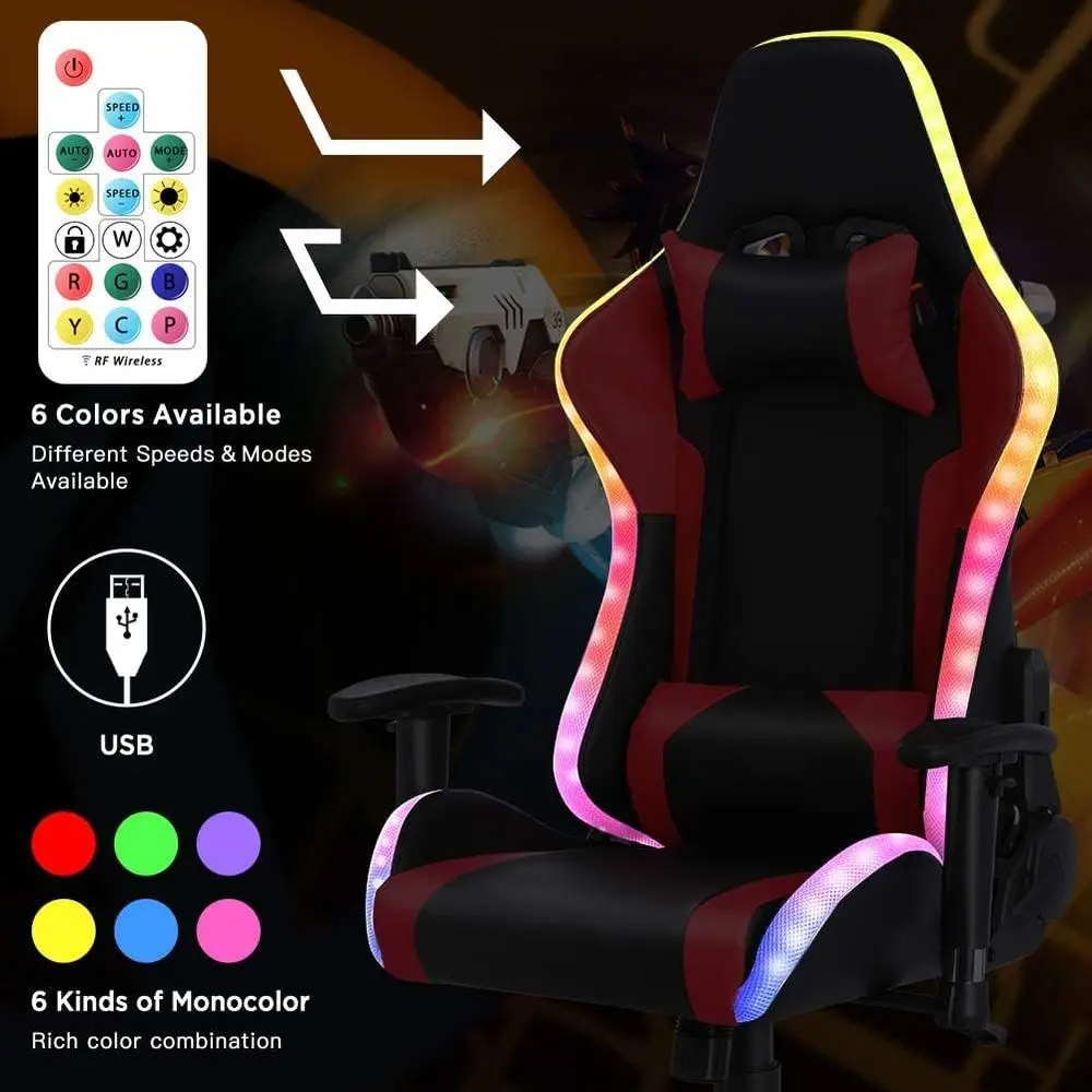 人間工学に基づいたハイバックゲーミングチェア（LED RGB - Gaming Speaker のレビューと価格